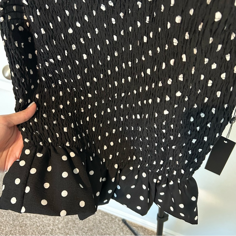 Emerson Lang Black and White Polka Dot Blouse - Picture 6 of 7